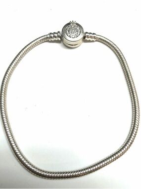 Pandora Sterling Silver Moments Sparkling Crown Clasp Snake Chain Bracelet